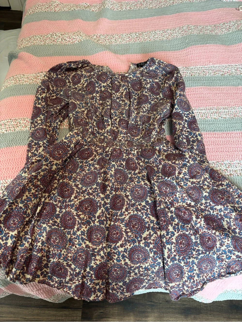 J.Crew Paisley Print Blouse in Cream, Blue and Burgundy